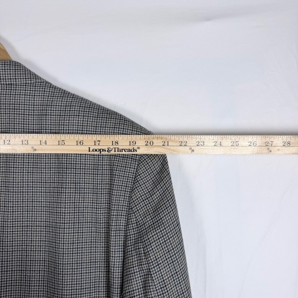 Chaps Ralph Lauren Gray Houndstooth Blazer Sport Coat 43L Silk Wool Blend - Picture 7 of 11